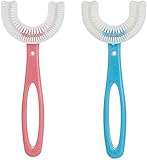 2Pcs Kids U- Shaped Toothbrush, Food Grade Soft Silicone Brush Head, 360° Manual Toothbrush Oral...