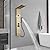 BWE Multi-Function Shower Panel System 3 In1 Shower Panel Tower Stainless Steel with Rainfall Shower Head Massage Body Jets and Handheld Shower Head for Home Hotel Resort Brushed Gold and Black