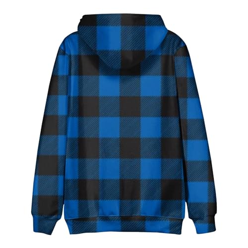 Ymosrh Men's Casual Hoodies, Long Sleeve Plaid Print Hooded Sweatshirts Fall Winter Hoodie Pullover, M-6XL3