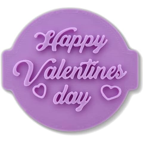 Happy Valentines Day HV02 - Embosser/Stamp for Fondant, Icing, Cupcake, Cake, Decoration, Purple Cover