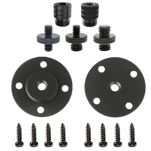 Homeet 2PCS Camera Adapter Multifunction Desktop Microphone Flange Mount Male 1/4-20, 3/8-16, 5/8-27 Inch Female Mic Monitor Mount