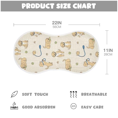 J JOYSAY Golden Retriever Dogs Beige Baby Burp Cloths for Boys Girls Large 22''x11'' Cotton 4 Layer Boys & Girls Rags for Girl Newborn one sizex22