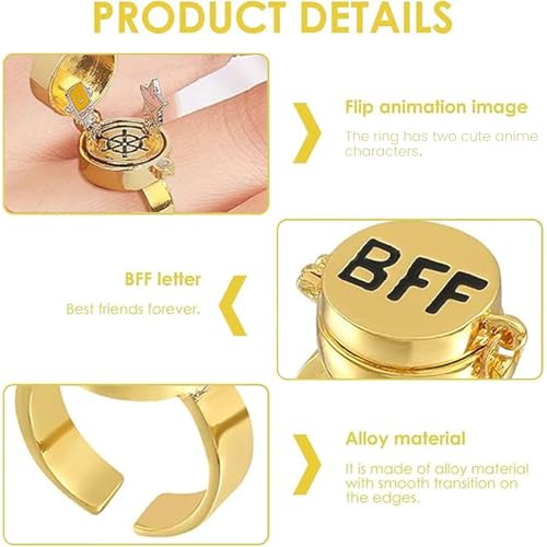 Shengruili 2 Stück Beste Freunde für Immer Ringe,Süßes BFF Ring,Einstellbar Offene Kappe Ring,Umarmungsring Silber,Offene Kappe Ringe,Freundschaftsring,Schmuckgeschenke für Frauen Mädchen