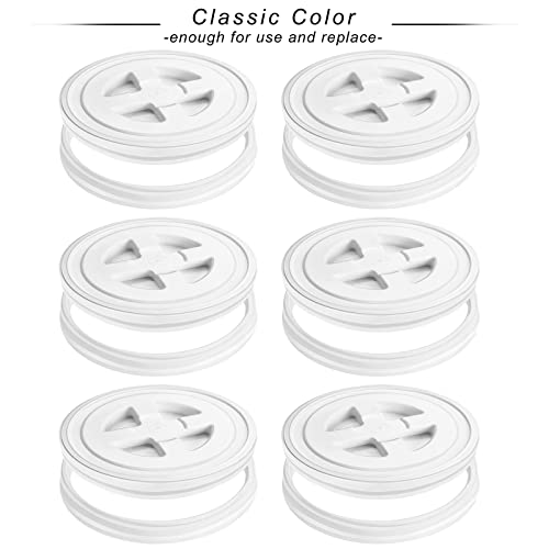 Aodaer 6 Pieces 5 Gallon Seal Lid Bucket Lids Leak Proof Screw Top Sets Plastic Storage Bucket Seal Lids For Cereals Grain Pet Food Coatings Paint Storage, White #TOP2