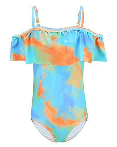 Image of Girls One Piece Swimsuits Off Shoulder Bathing Suit for Kids Hawaiian Swimwear 3-16 Years