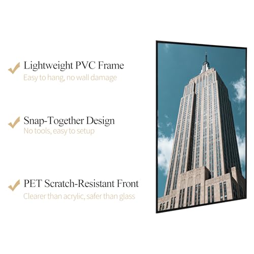 Image of Lavezee 16x24 Poster Frame Black, 6 Packs Lightweight 16 x 24 Poster Frames for Wall Mounting, Display 16 by 24 Pictures, Posters & Art Prints Vertically or Horizontally