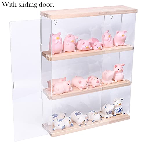 Nynelly 3 Shelf Clear Acrylic Display Case with Door, Wall Display Shelf for Models Figures, Funko Pop, Pop Mart, Labubu - Image 3