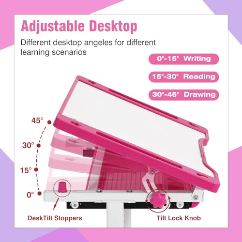 image for PayLessHere Kids Desk and Chair Set,Height Adjustable Study Desk for K