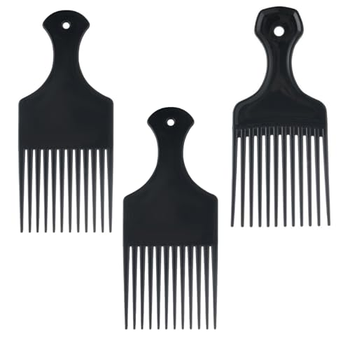 GVSS 3 x Afro Comb, Long Afro Kinky Hair Comb, Wide Flat Tooth Plastic Hair Comb