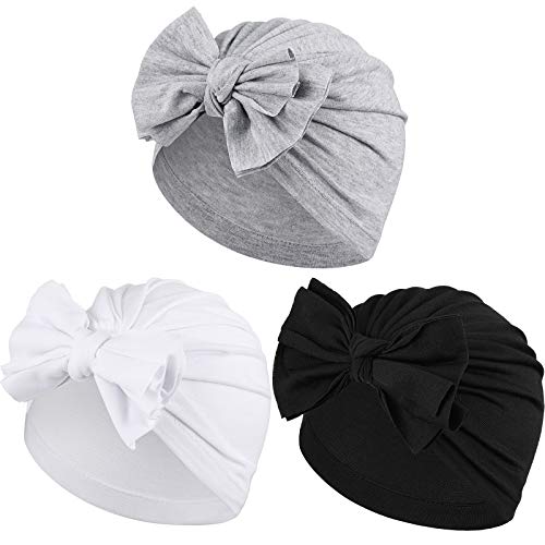 3 Pieces Baby Bow Knot Turban Hats Beanie Headwraps for Toddlers Girls