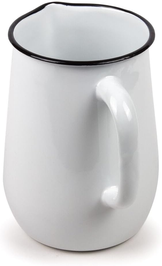 Enamel Pitcher 2.7 Qt (2.5 L) Enameled Steel Pitcher with Spout and handle for Iced Tea Milk or Water, Jug, Flower Vase, Vintage Style, Dishwasher Safe (Lavender Bouquet)