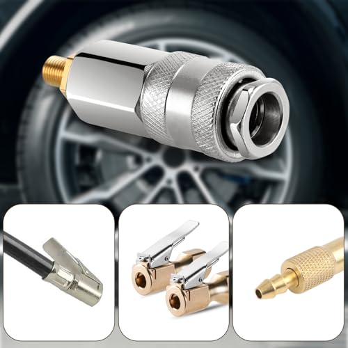 Air Pump Adapter Portable Tire Inflator Electric Air Compressor Adapter Gold Quick Connector Coupler for Air Blow Tool Air Compressor Air Wrench Sander Covert Your Air Pump to Pneumatic Tools