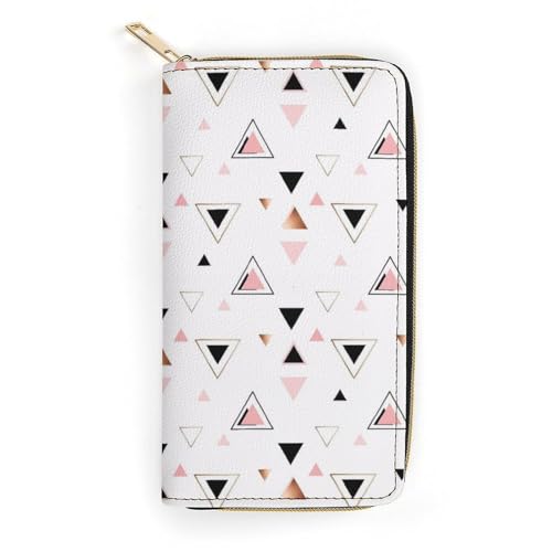 Compact Geometric Triangles Rose Gold White Wallet for Travel Accessories, Wallet Easy to Carry, Wallets with Multiple Card Slots