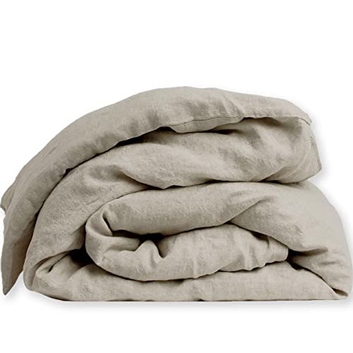 LNT France – Housse de Couette 100% Lin Lavé – Douce, Respirante et Thermorégulatrice – Fermeture Bouteille – Lavable en Machine – Linge de Lit Haut de Gamme (Naturel, 240x220)