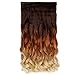 Neverland Beauty 22" One Piece Clip in Triple Ombre Three Tone Synthetic Curly Wavy Hair Extensions Brown Black to Sandy Red to Blonde