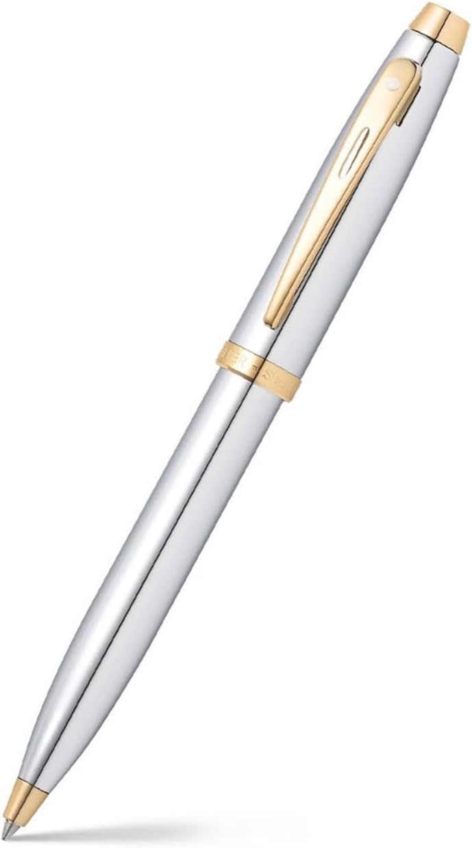 Sheaffer 100 Glossy Black Lacquer Ballpoint Pen with Polished Chrome Trim