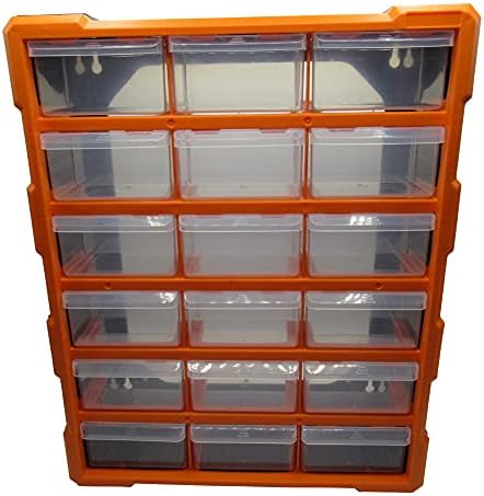 SecureFix Direct Tool Storage Cabinet Box 18 Draw (Garage Mobile Shed Workshop Lightweight), Orange