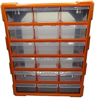 SecureFix Direct Tool Storage Cabinet Box 18 Draw (Garage Mobile Shed Workshop Lightweight), Orange