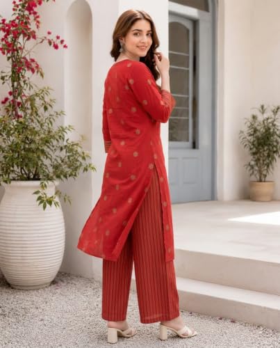 Image of Celary Women's Kurtas & Kurtis|Printed Straight Kurti with Palazzo Pants|Ethnic Kurti Set for Woman|Casual Suit Set for Women with Size S to 3XL|Stylish Dress for Woman