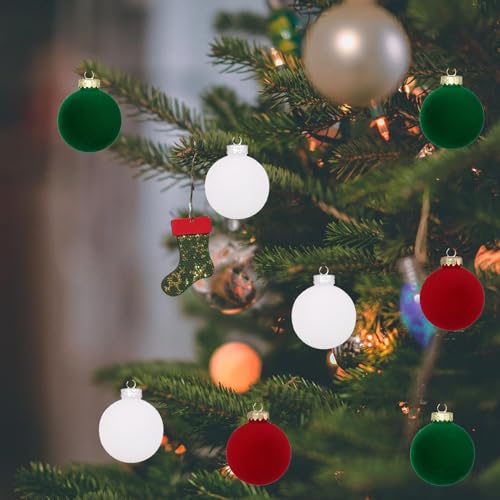 Ensemble de décorations de boules de Noël en velours floqué durable - 3