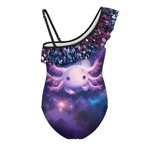 Image of Ladybug Swimsuits for Girls 5-14 One Piece Bathing Suit Kids One Ruffle Shoulder Beach Sport Swimwear