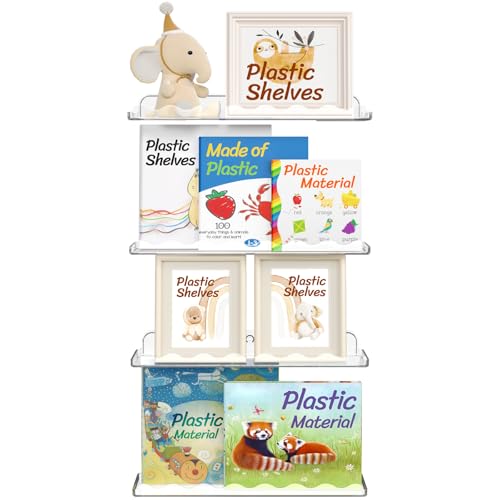 Image of Lifewit Clear Floating Shelves for Wall 4 Pack, 15"x3.4" Acrylic Cloud Shelf Room Decor, Nursery Bookshelf for Kids Toddler Baby Room Storage and Organization
