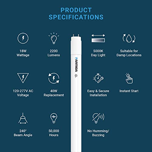 Parmida Led Technologies FBA_PLED-T8-PARMIDA-4FT Parmida 20-Pack 4Ft Led T8 Hybrid Type A+B Light Tube thumb #1