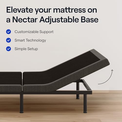 Image of Nectar Premier Adjustable Base - Split King - Head & Foot Incline - Wireless Remote with Memory- 3 Massage Settings - 4 USB Ports - Anti-Snore & Zero Gravity