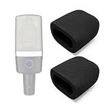 Voarmaks 2-Pack Foam Windscreen Mic Cover Compatible with AKG C214 C314, Se Electronics X1 A, SE 4400 4100, BEHRINGER B906,SUPERLUX PRA628 Microphone, High-Density Pop Filter, Square Black
