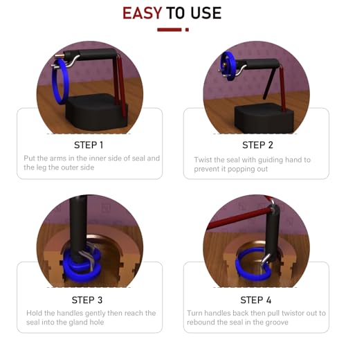 Image of Hydraulic Cylinder Seal Kit-Rod Seal Install Tool-Hydraulic U-Cup Twistor Installation Tool Seal Twistor Install Tool Set with 2 Side Pick & Hook Multi Tool 5PCS