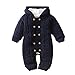Produktbild LUONE Baby mit Kapuze Strampler, und Dicke Samt Kinder Overall-Jungen-Mädchen-Baby-Body Herbst und Winter warm Neugeborene One-Piece-Spielanzug,Blau,80cm