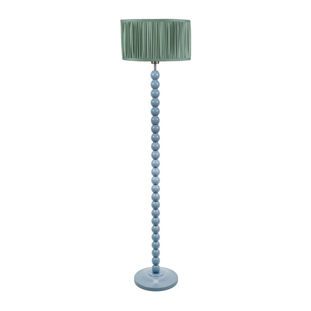 ValueLights | Powder Blue Bobbin Stem Floor Lamp with Green Ruched Pleated Shade Living Room Lounge Light | Floor Lamps, Home Décor & Improvement Essential