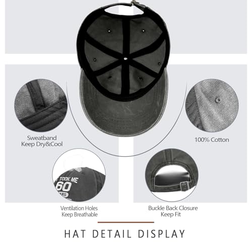Image of 60th Birthday Gifts for Men Women 60 Year Old Gifts Decorations Took Me 60 Years to Look This Good Washed Cotton Hat