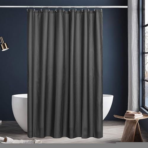 Image of N&Y HOME Fabric Shower Curtain or Liner Extra Long 72 x 84 Inches - Washable Hotel Quality Cloth Shower Curtain for Bathroom - Graphite Gray, 72x84