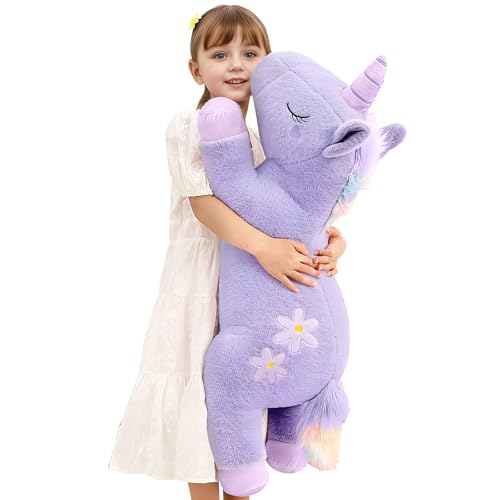 Peluche licorne géante violette super douillette contre la solitude