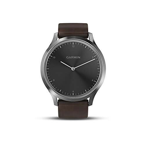 Garmin Vivomove Hr, Hybrid Smartwatch For Men And Women, Black/Silver With Dark Brown Leather Band #TOP1