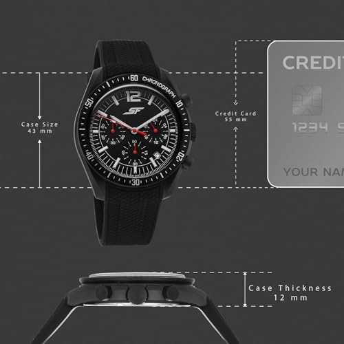 Image of SF Genesis-Bold Chronograph Quartz Analog with Black Dial Black Silicon Strap Watch for Men - 77186PP03