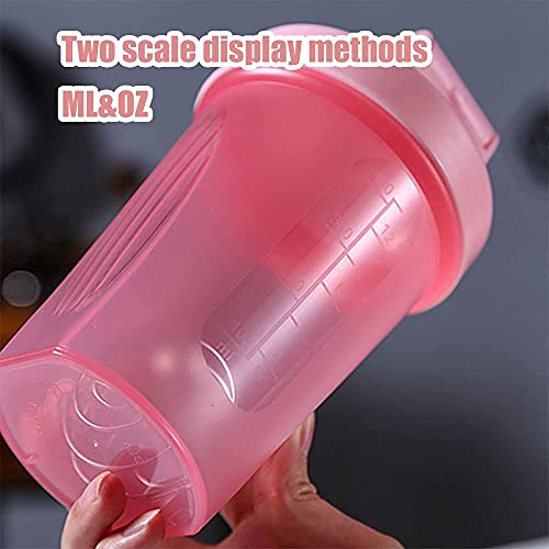 Protein Shaker Bottle Blender For Shake And Pre Work Out, Best Shaker Cup (Bpa Free) W. Classic Loop Top & Whisk Ball, Kitchen Water Bottle (16Oz-400Ml-1Pack, Pink Top/Pink Body) #TOP3