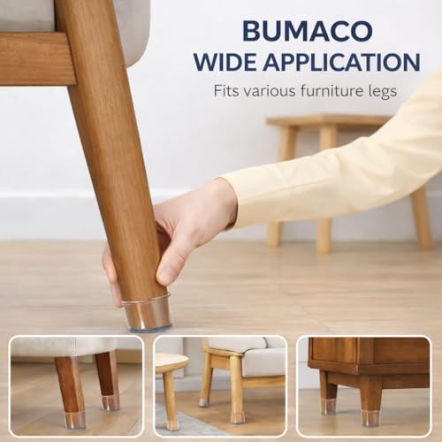 image for BUMACO 40 Pack Extra Small Chair Leg Floor Protectors Silicone Covers 