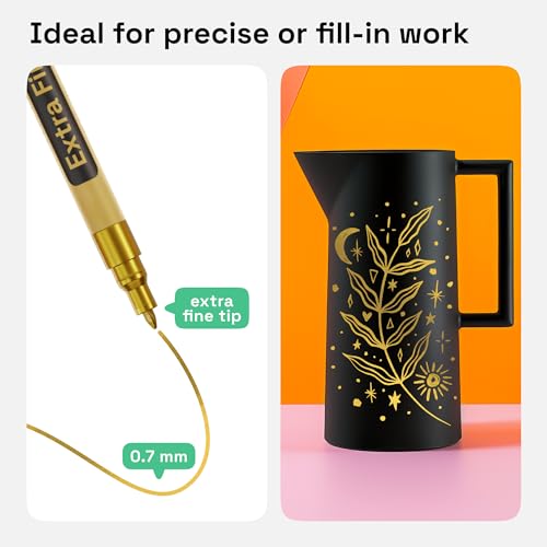 Image of ARTISTRO 2 Gold & Silver Permanent Marker - Waterproof Markers for Tire, Fabric, Rocks, Glass, Ceramic, Wood, Paper - Oil Based Paint Pens - Extra-Fine Tip 0.7mm