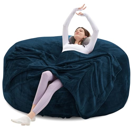 Image of Big Bean Bag Chairs for Adults,4FT,Bean Bag Chair with Filler Included,Memory Foam Chair,Removable and Washable Flannel Cover,Suitable for Bedroom and Dormitory. (Apricot, 4 Foot)
