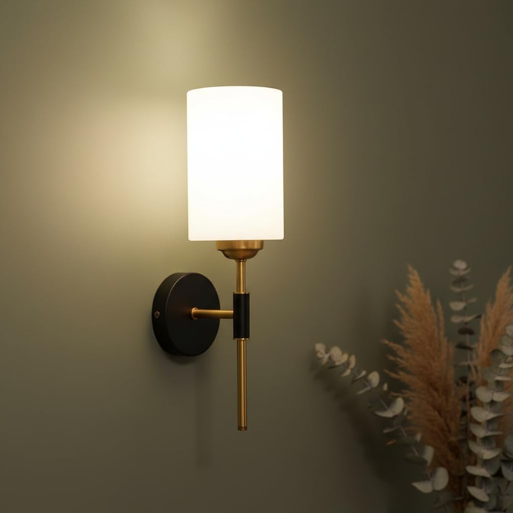 Lyse Decor Glass Wall Lights for Living Room, Modern Wall Lamps for Bedroom, Wall Lights for Home Decoration/Bedside/Hotels/Restaurants (Frosted Glass)-image-7