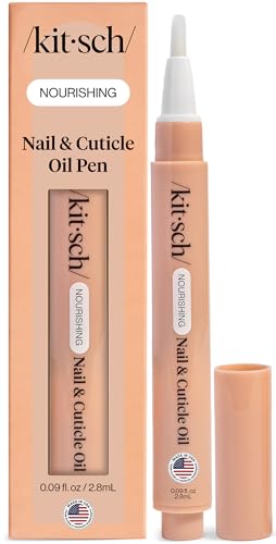 Kitsch Nail Cuticle Oil Pen Brush - Hydrating Nail Oil For Stronger Nails | Cuticle Pen With Jojoba Oil & Vitamin E | For Dry Cracked or Flaky Nails - Nourishing Nail Care Product - 2.8ml