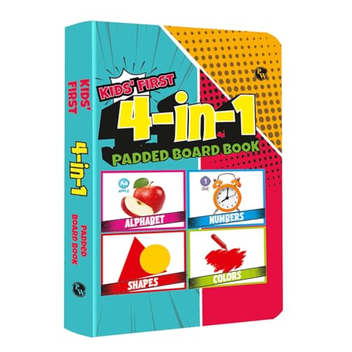 Image of My First Library 4 in 1 Padded Board Books for Kids, Alphabet, Numbers, Colors, Shapes, Picture Books for 1+ Year Old Baby, Early Learning Books for Toddlers, Birthday Gift for Preschoolers -