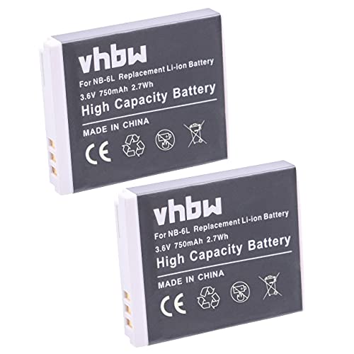 2x batteria compatibile con Canon Digital Ixus 310HS 85is 95is 25is 210 300HS 105is 200is fotocamera 750mAh 3.6V Li-Ion