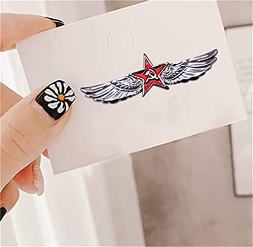Image of LAOSEP Red Star Wing Badge Brooch Pin - 30mm*20mm, Alloy Metal, Butterfly Clasp, Unisex, USSR, Russian Fleet, Civil, Collar Pin, Hat Badge