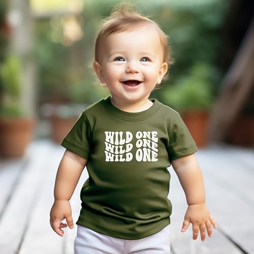 Wild One 1st Birthday Shirt for Baby Girl or boy One Year Old Wavy Retro Birthday4