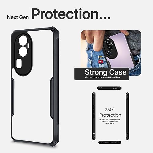 Image of Pikkme Oppo Reno 10 Pro Plus 5G Back Cover | Crystal Clear Transparent Back | Ultra Hybrid | Full Camera Protection | Raised Edge | Bumper Back Case for Oppo Reno 10 Pro Plus 5G (Black)