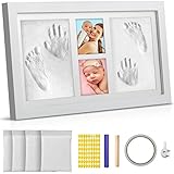 Baby Hand and Footprint Kit, Baby Picture Frame Kit, Baby Nursery Memory Art Kit Frames,1200 Grams of Clay - Best Baby Shower Gifts for Newborn, Twin Babies, New Mom Gift Set.