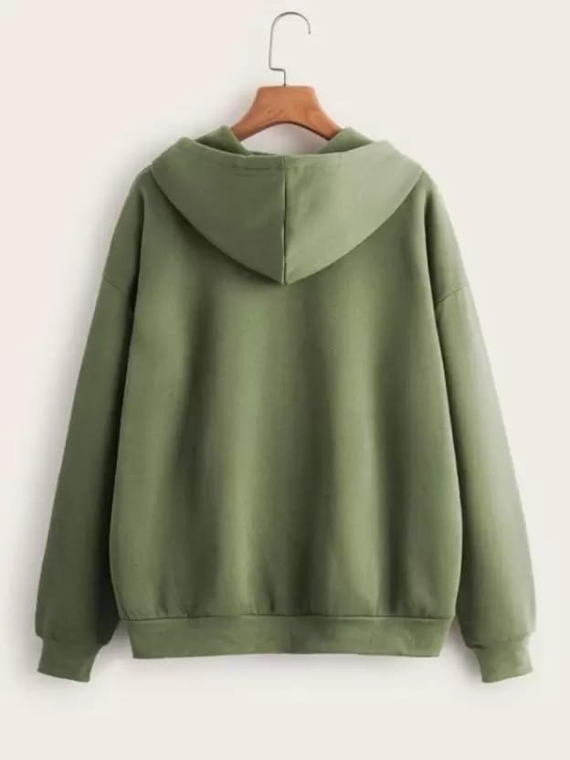 Image of Womens Cotton Relaxed Fit Solid Casual Zipper Hoodie Sweatshirt with Hooded Neck and Side Pocket for Winter